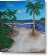 Palm Trees On The Beach Metal Print