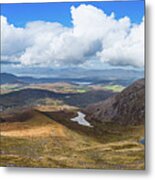 Panorama Of Valleys And Mountains In County Kerry On A Summer Da Metal Print