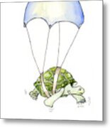 Parachute Turtle Metal Print