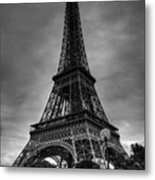 Paris - Eiffel Tower 004 Bw Metal Print