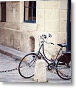 Parked In Paris - Bicycle Photography Metal Print