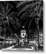 Pasadena City Hall After Dark In Black And White Metal Print