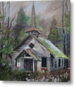 Patiently Waiting - Church Abandoned Metal Print