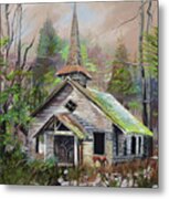 Patiently Waiting - Church Abandoned-signed Metal Print