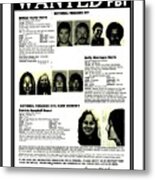 Patty Hearst Symbionese Liberation Army Wanted Poster September 1974 Metal Print