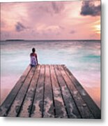 Peaceful Sunset - Maldives - Travel Photography Metal Print