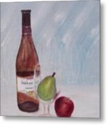 Pear In Glass Metal Print