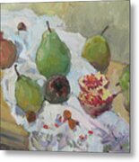 Pears Figs And Young Pomegranates Metal Print