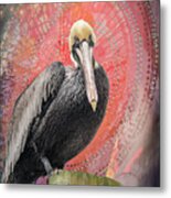 Pelican With Red Metal Print