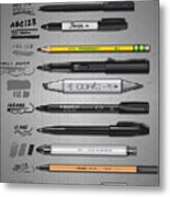 Pen Collection For Sketching And Drawing Metal Print