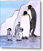 Penguin Family Metal Print