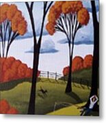 Perfect Afternoon - Country Folk Art Landscape Metal Print
