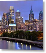 Philadelphia Philly Skyline At Dusk From Near South Color Panorama Metal Print