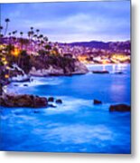 Picture Of Laguna Beach California City At Night Metal Print