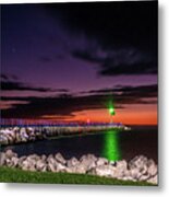 Pier And Lighthouse Metal Print