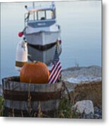 Pigeon Cove American Flag Pumpkin Buoy Rockport Harbor Ma Massachusetts Metal Print