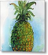 Pineapple In Watercolor Metal Print