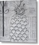 Pineapple In Window Metal Print