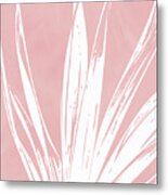 Pink And White Tropical Leaf- Art By Linda Woods Metal Print