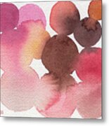 Pink Brown Coral Abstract Watercolor Metal Print