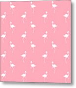 Pink Flamingos Pattern Metal Print