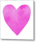 Pink Watercolor Heart- Art By Linda Woods Metal Print
