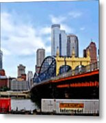 Pittsburgh Pa - Train By Smithfield St Bridge Metal Print