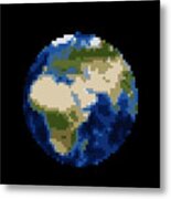 Pixel Earth Design Metal Print