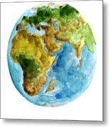Planet Earth Watercolor Poster Metal Print