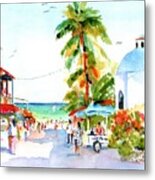 Playa Del Carmen Shops And Church Metal Print