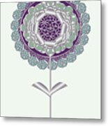 Plum Mint Art Deco Daisy Flower Metal Print