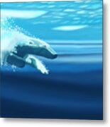 Polar Bear Dive Metal Print