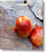 Pomegranates On Stone Metal Print