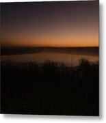 Pond And Cattails At Sunrise Metal Print