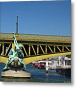 Pont Mirabeau Statue Metal Print