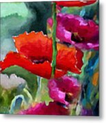 Poppies In Watercolor Metal Print