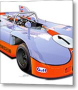 Porsche 908 Gulf Illustration Metal Print