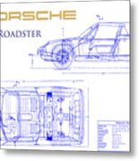 Porsche 914 Blueprint Metal Print