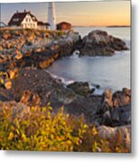 Portland Head Lighthouse, Maine, Usa At Sunrise Metal Print