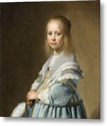 Portrait Of A Girl Dressed In Blue By J. Cornelisz Metal Print