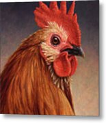 Portrait Of A Rooster Metal Print