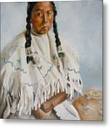 Portrait Of Girl From Salish Tribe Metal Print