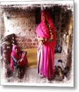 Portrait Sisters Village Elders Seniors Indian Rajasthani 2b Metal Print