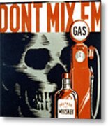 Poster Showing Whiskey Bottle, Gas Metal Print