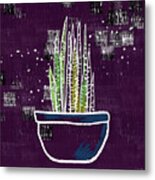 Potted Snake Plant- Art By Linda Woods Metal Print