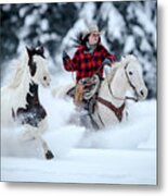 Powder Ride Metal Print