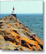 Presque Isle Lighthouse In Marquette Mi Metal Print