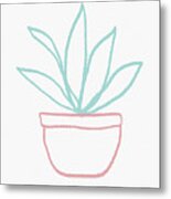 Pretty Potted Plant Illustration- Art By Linda Woods Metal Print