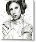 Princess Leia Portrait Carrie Fisher Art Metal Print