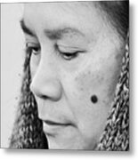 Profile Portrait Of A Filipina With A Mole On Her Cheek And Wearing A Scarf Metal Print